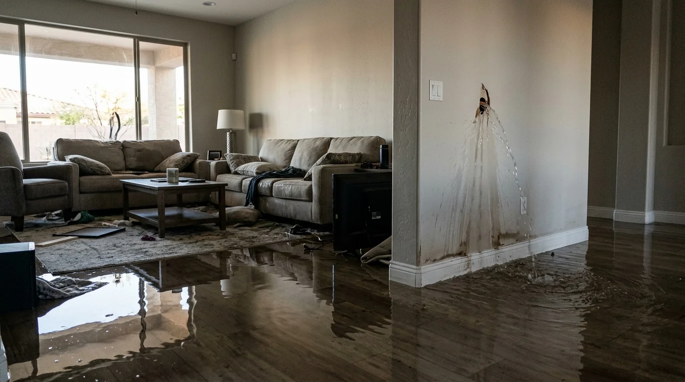 Emergency burst pipe water removal and cleanup in Mesa, AZ