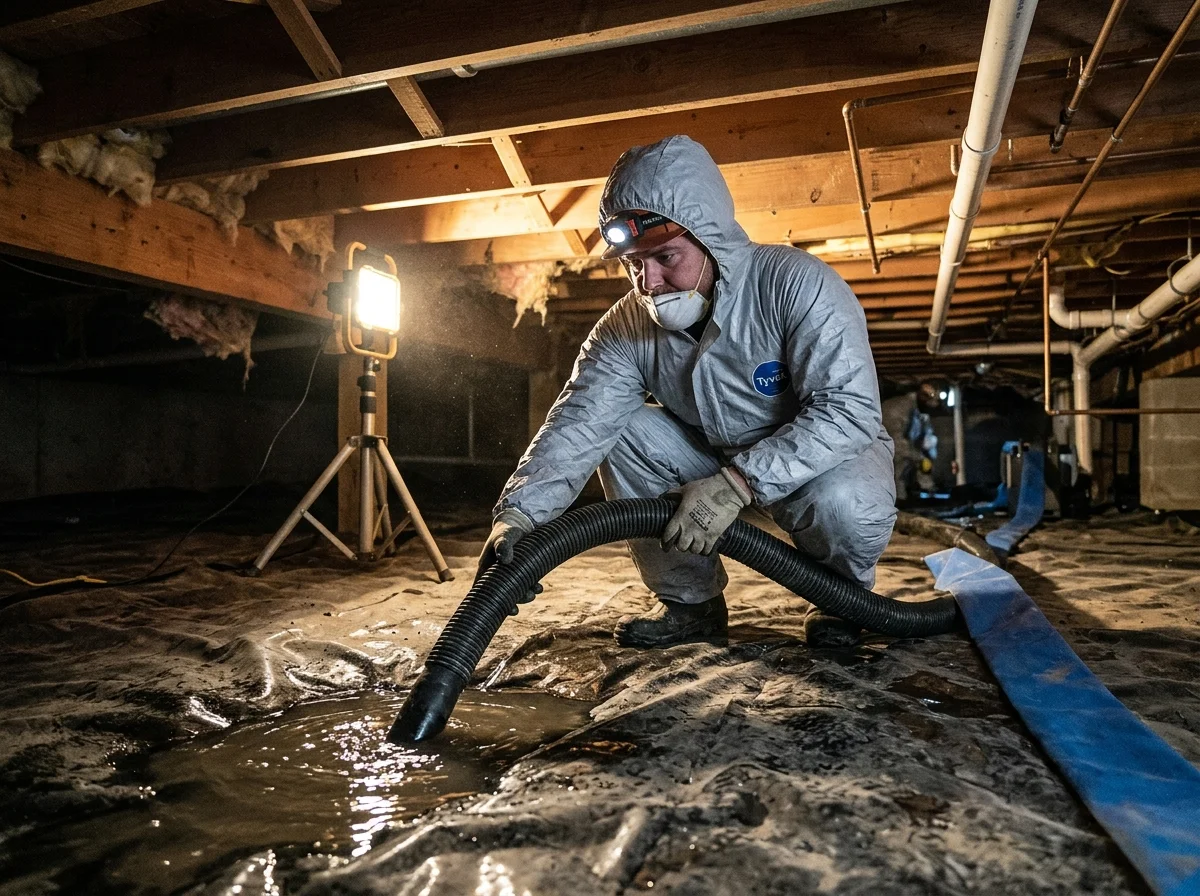 Crawl space standing water extraction in Mesa Arizona